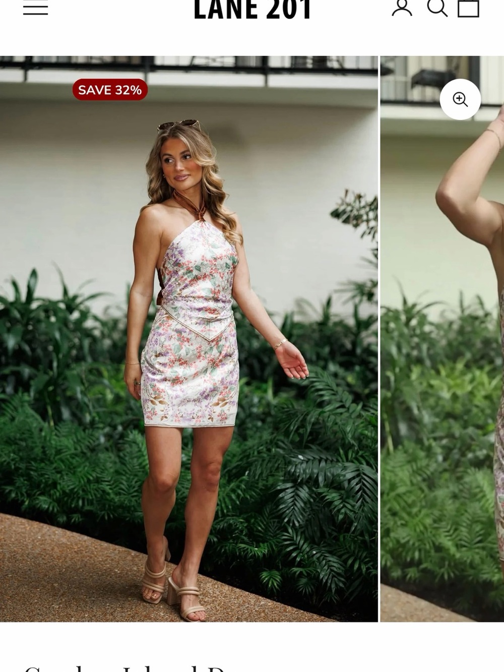 Lane 201 Pastel Floral Halter Mini Garden island Dress